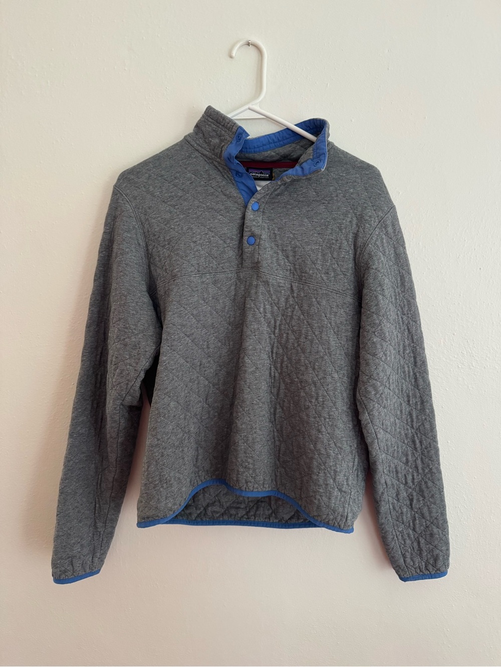 Patagonia Organic Cotton Quilt Snap-T Pullover Gray & Blue